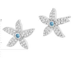 Kolczyki z mosiądzu rodowane z cyrkoniami - kwiaty