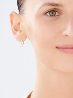 Kolczyki z różowego i białego złota z brylantami - 0,20 ct - próba 585