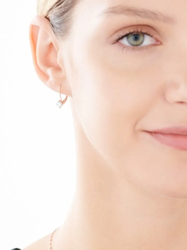 Kolczyki z różowego i białego złota z brylantami - 0,28 ct - próba 585