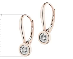 Kolczyki z różowego i białego złota z brylantami - 0,10 ct - próba 585