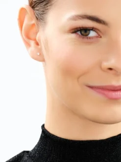 Kolczyki z różowego i białego złota z diamentami - 0,01 ct - próba 585