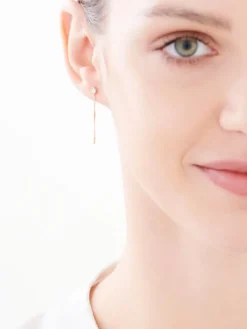 Kolczyki z różowego i białego złota z diamentami - 0,01 ct - próba 585