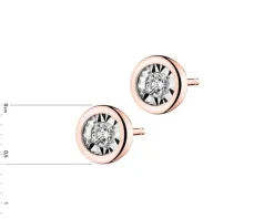 Kolczyki z różowego i białego złota z brylantami - 0,10 ct - próba 585