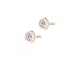 Kolczyki z różowego i białego złota z diamentami - 0,02 ct - próba 375