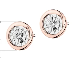 Kolczyki z różowego i białego złota z brylantami - 0,04 ct - próba 375