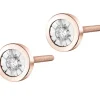 Kolczyki z różowego i białego złota z brylantami - 0,10 ct - próba 585