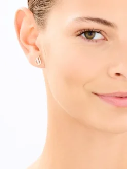 Kolczyki z różowego złota z brylantami - 0,01 ct - próba 585