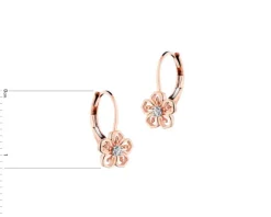 Kolczyki z różowego złota z diamentami - kwiaty - 0,01 ct - próba 375