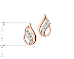 Kolczyki z różowego złota z brylantami - 0,01 ct - próba 375