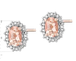 Kolczyki z różowego złota z diamentami i morganitami - próba 585