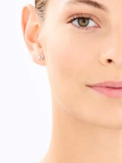 Kolczyki z różowego złota z diamentami i ametystami - motyle - próba 375