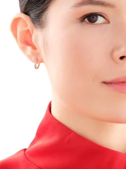 Kolczyki z różowego złota z diamentami - koła - 0,04 ct - próba 375