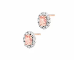 Kolczyki z różowego złota z brylantami i morganitami - próba 585