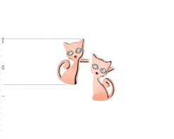 Kolczyki z różowego złota z diamentami - koty - 0,01 ct - próba 375