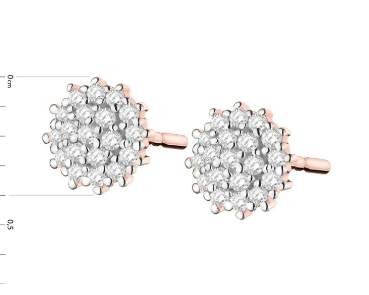 Kolczyki z różowego złota z diamentami - 0,09 ct - próba 585