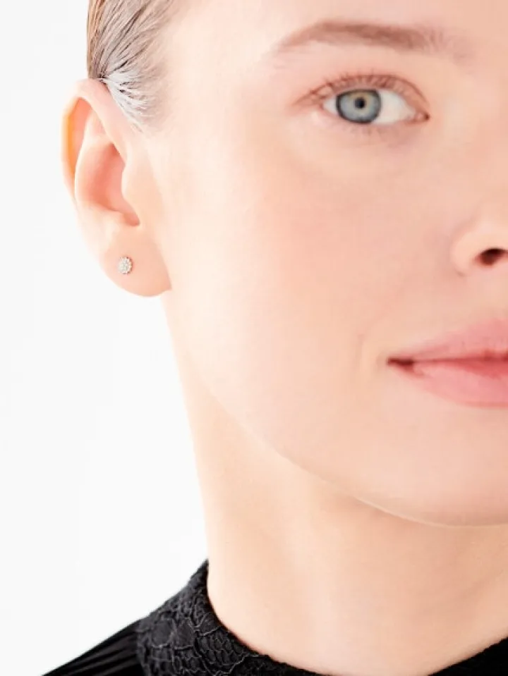 Kolczyki z różowego złota z diamentami - 0,09 ct - próba 585