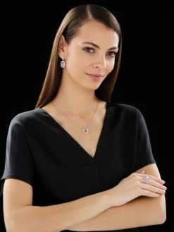 Kolczyki z różowego złota z brylantami i ametystami - próba 585