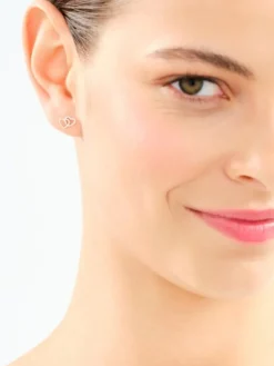 Kolczyki z różowego złota z diamentami - serca - 0,006 ct - próba 585