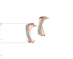 Kolczyki z różowego złota z diamentami - 0,08 ct - próba 585