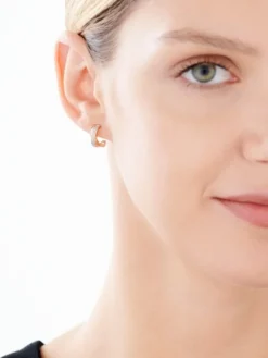 Kolczyki z różowego złota z diamentami - 0,08 ct - próba 585