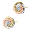 Kolczyki z żółtego, białego i różowego złota z diamentami - 0,08 ct - próba 585