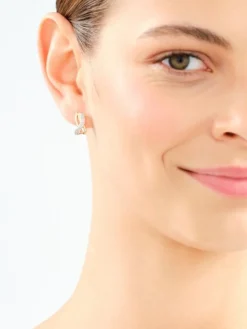 Kolczyki z żółtego, białego i różowego złota z diamentami - 0,23 ct - próba 585