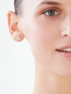 Kolczyki z żółtego, białego i różowego złota z brylantami - 0,10 ct - próba 585