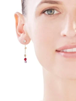 Kolczyki z żółtego i białego złota z brylantami i agatami - próba 375