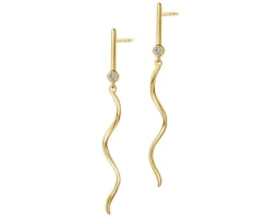 Kolczyki z żółtego i białego złota z diamentami - 0,006 ct - próba 375