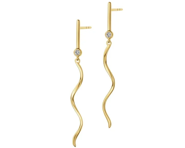 Kolczyki z żółtego i białego złota z diamentami - 0,006 ct - próba 375