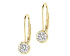 Kolczyki z żółtego i białego złota z brylantami - 0,17 ct - próba 585