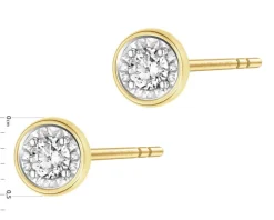 Kolczyki z żółtego i białego złota z brylantami - 0,17 ct - próba 585