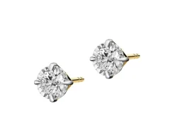 Kolczyki z żółtego i białego złota z brylantami - 0,28 ct - próba 585