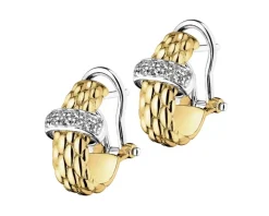 Kolczyki z żółtego i białego złota z brylantami - 0,20 ct - próba 750