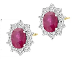 Kolczyki z żółtego i białego złota z brylantami i rubinami - próba 585