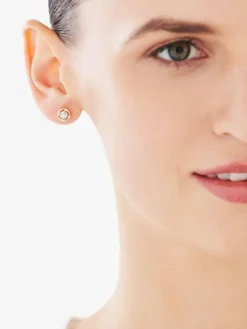 Kolczyki z żółtego i białego złota z brylantami - 0,05 ct - próba 375