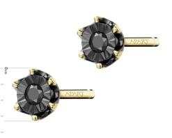 Kolczyki z żółtego i białego złota z czarnymi brylantami - 0,02 ct - próba 375