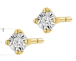 Kolczyki z żółtego i białego złota z brylantami - 0,02 ct - próba 585