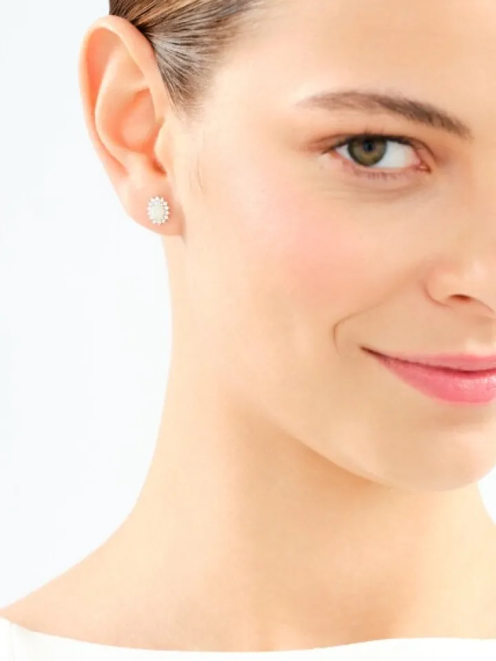 Kolczyki z żółtego i białego złota z brylantami i opalami - próba 585