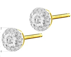Kolczyki z żółtego i białego złota z diamentami - 0,10 ct - próba 585