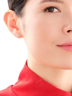 Kolczyki z żółtego i białego złota z diamentami - 0,10 ct - próba 585