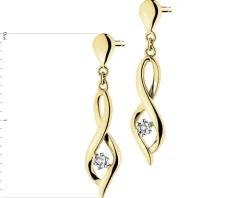 Kolczyki z żółtego i białego złota z brylantami - 0,01 ct - próba 375