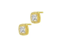 Kolczyki z żółtego i białego złota z diamentami - 0,30 ct - próba 585
