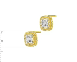 Kolczyki z żółtego i białego złota z diamentami - 0,30 ct - próba 585