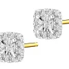 Kolczyki z żółtego i białego złota z diamentami - 0,10 ct - próba 585