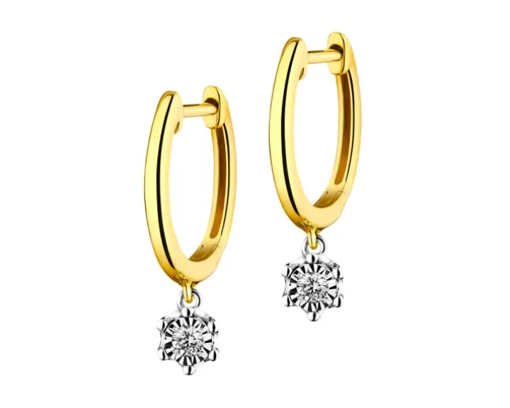 Kolczyki z żółtego i białego złota z brylantami - 0,05 ct - próba 375