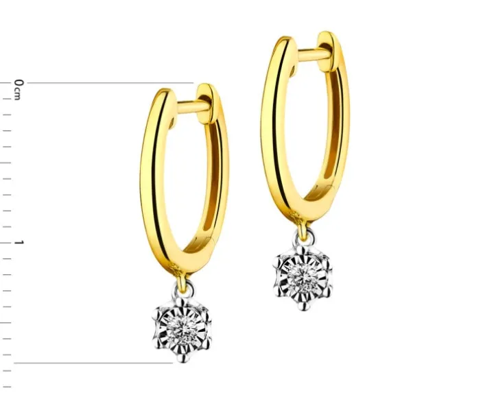 Kolczyki z żółtego i białego złota z brylantami - 0,05 ct - próba 375