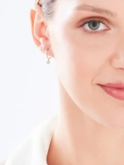 Kolczyki z żółtego i białego złota z brylantami - 0,05 ct - próba 375