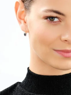 Kolczyki z żółtego i białego złota z diamentami i szafirami - próba 585