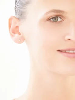 Kolczyki z żółtego i białego  złota z diamentami - 0,008 ct - próba 375